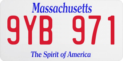 MA license plate 9YB971