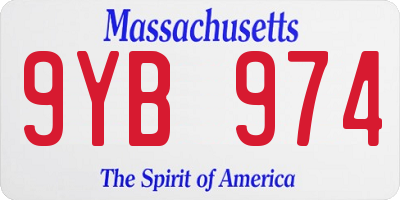 MA license plate 9YB974