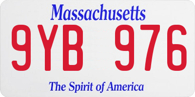 MA license plate 9YB976