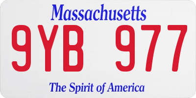 MA license plate 9YB977