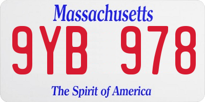MA license plate 9YB978