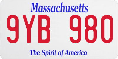 MA license plate 9YB980