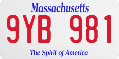 MA license plate 9YB981
