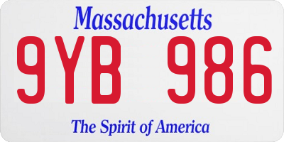 MA license plate 9YB986