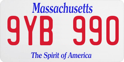 MA license plate 9YB990