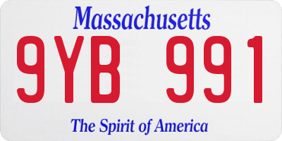 MA license plate 9YB991
