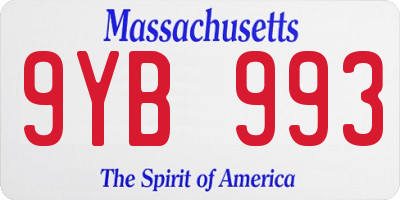 MA license plate 9YB993