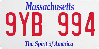MA license plate 9YB994