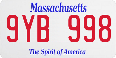 MA license plate 9YB998