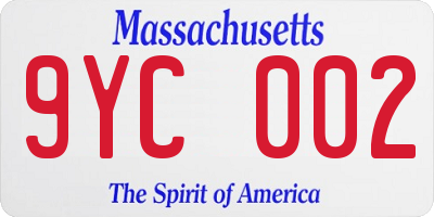 MA license plate 9YC002