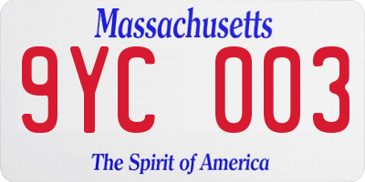 MA license plate 9YC003
