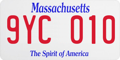 MA license plate 9YC010