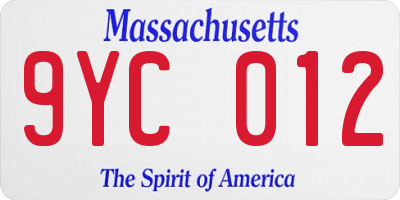 MA license plate 9YC012