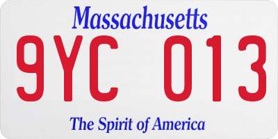 MA license plate 9YC013