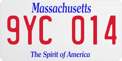 MA license plate 9YC014