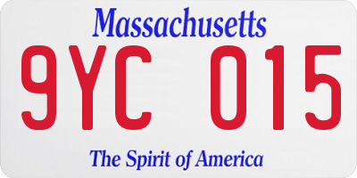 MA license plate 9YC015