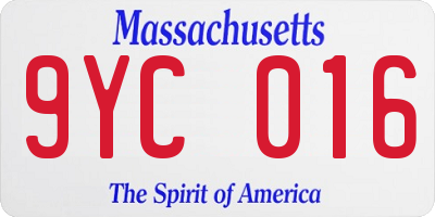 MA license plate 9YC016