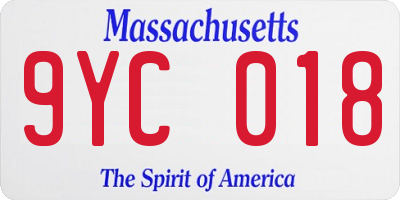 MA license plate 9YC018