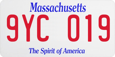 MA license plate 9YC019