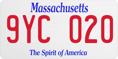 MA license plate 9YC020