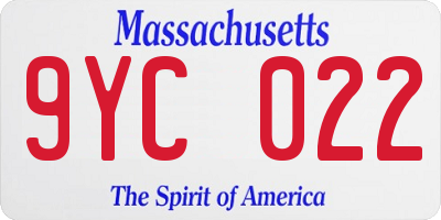 MA license plate 9YC022