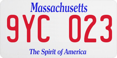MA license plate 9YC023