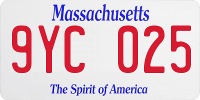 MA license plate 9YC025