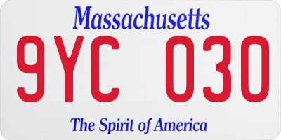 MA license plate 9YC030