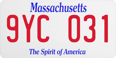 MA license plate 9YC031