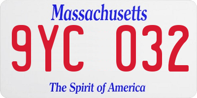 MA license plate 9YC032