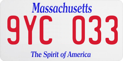 MA license plate 9YC033