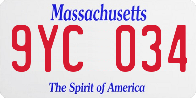 MA license plate 9YC034
