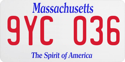 MA license plate 9YC036