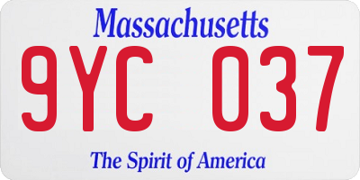 MA license plate 9YC037