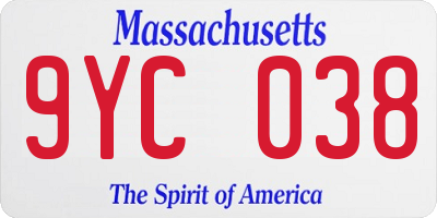 MA license plate 9YC038