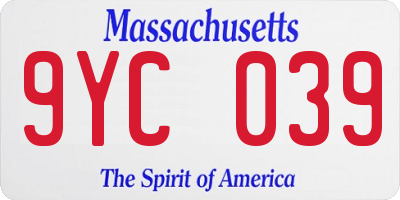 MA license plate 9YC039
