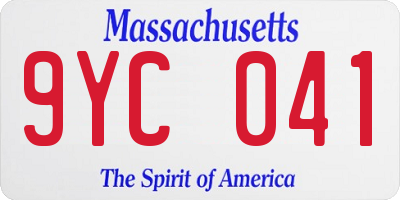 MA license plate 9YC041