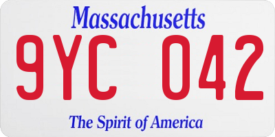 MA license plate 9YC042