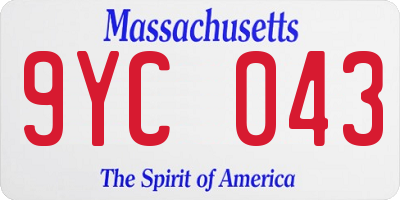 MA license plate 9YC043