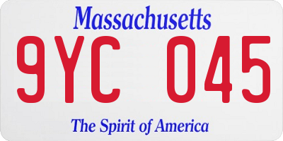MA license plate 9YC045