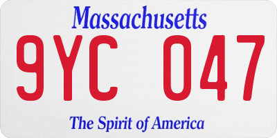 MA license plate 9YC047