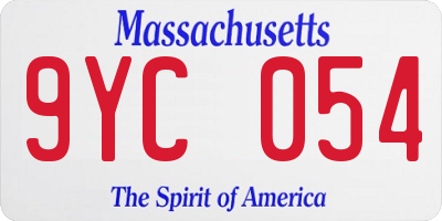MA license plate 9YC054