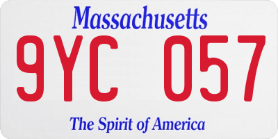MA license plate 9YC057
