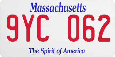 MA license plate 9YC062