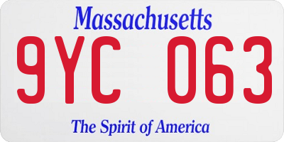 MA license plate 9YC063