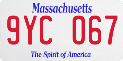 MA license plate 9YC067