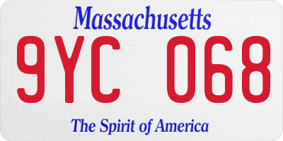 MA license plate 9YC068