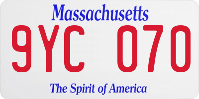 MA license plate 9YC070