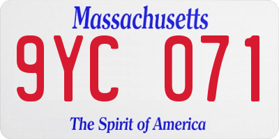 MA license plate 9YC071