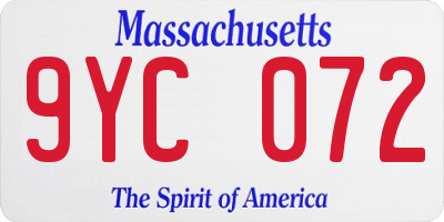 MA license plate 9YC072